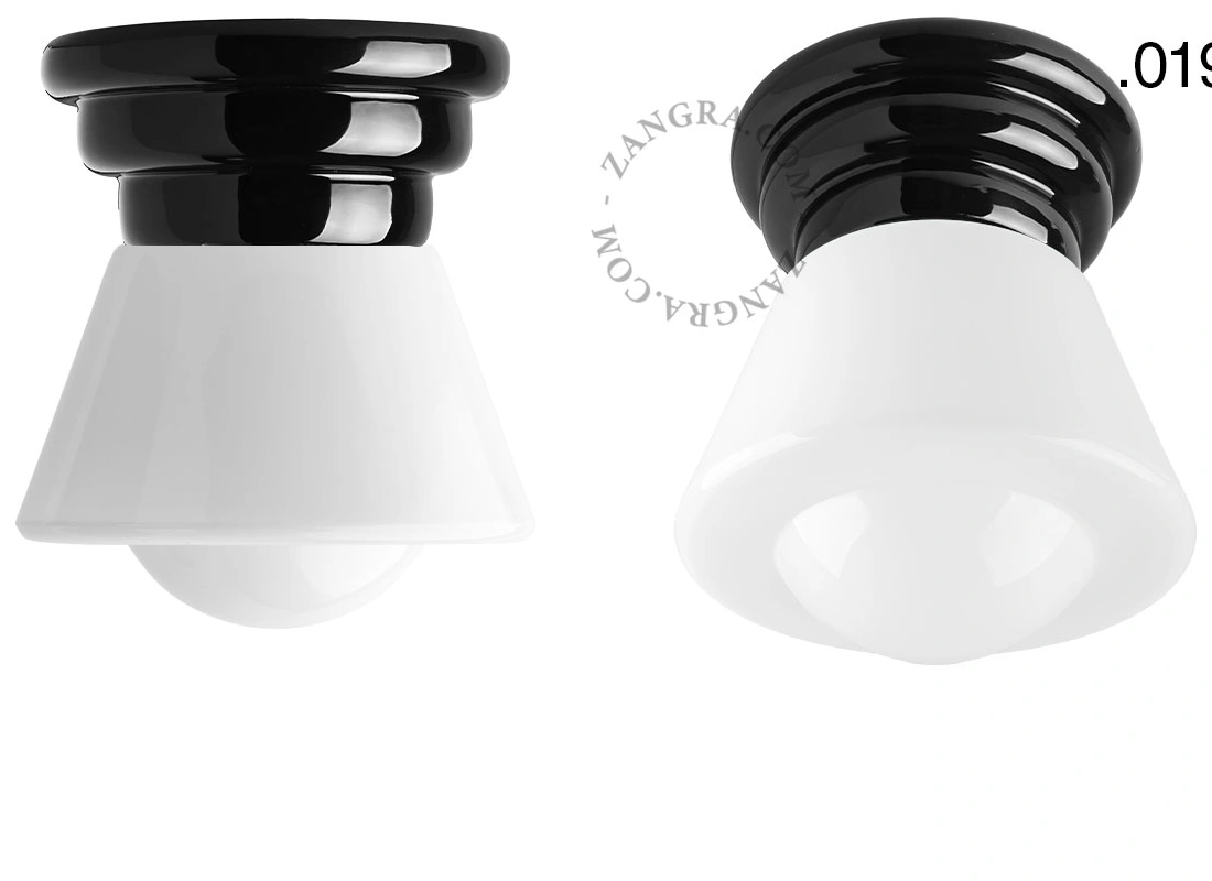 Art Deco-lampe i sort porcelæn Daniel