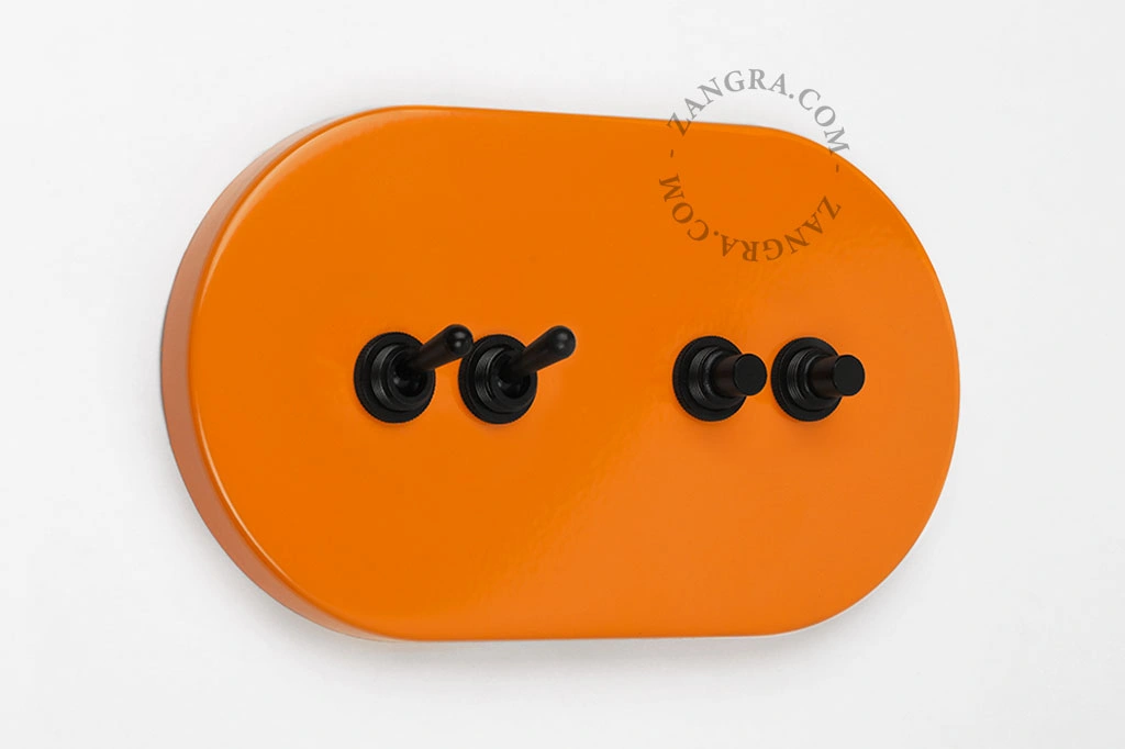 interruptor laranja - duplo comutador simples ou bidirecional em preto e duplo interruptor