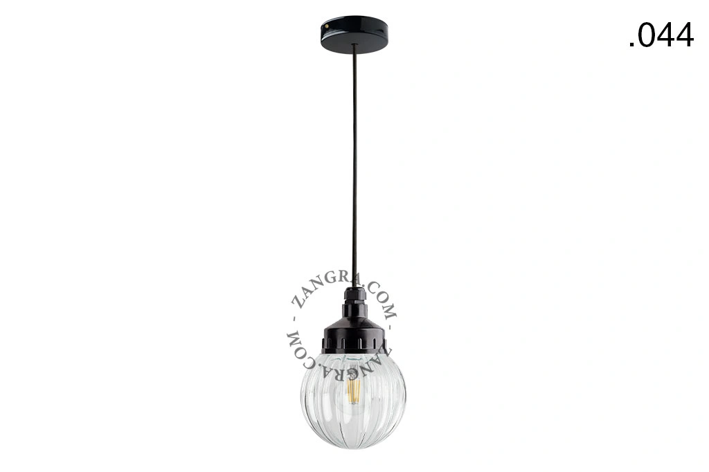 snoerlamp met glazen kap
