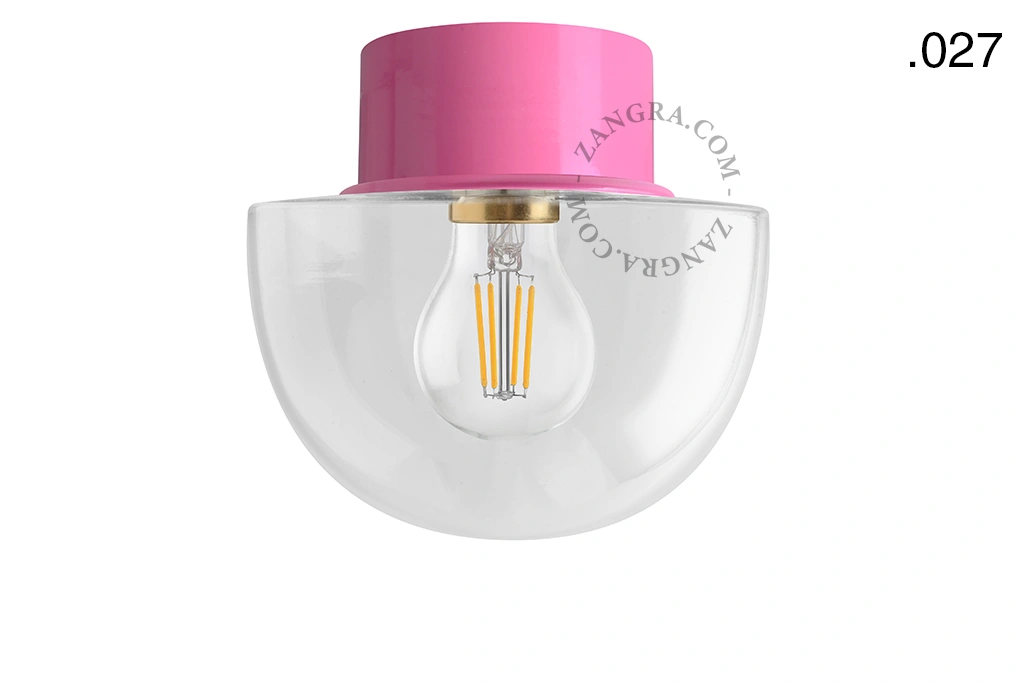 pink wall or ceiling light - glass shade - Ø 10 cm