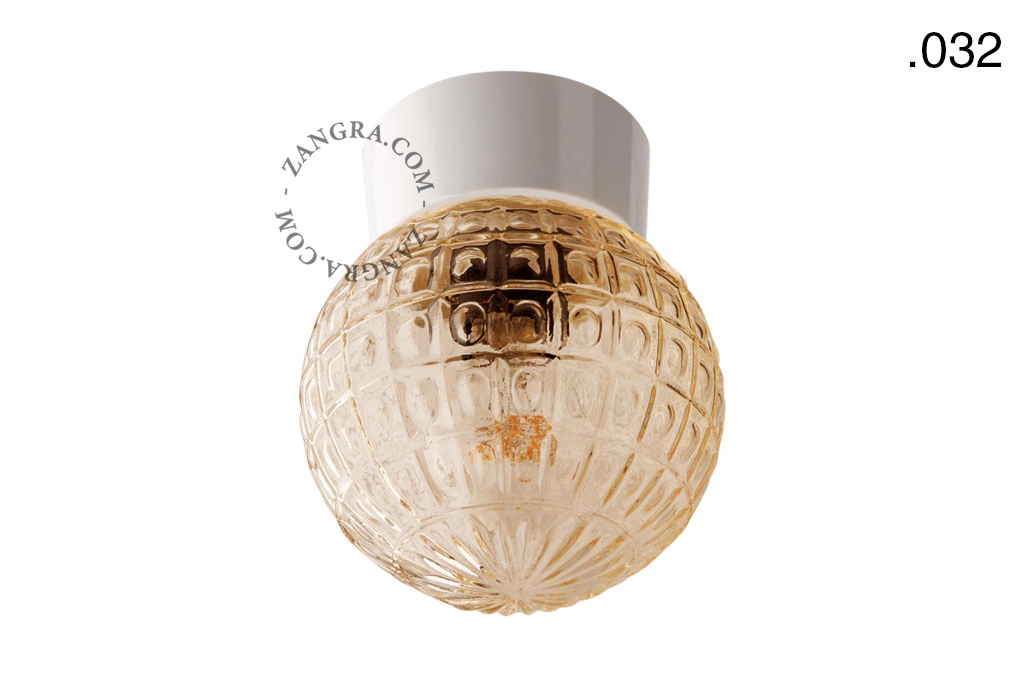 biała lampa ścienna lub sufitowa ze szklanym kloszem - Ø 11 cm