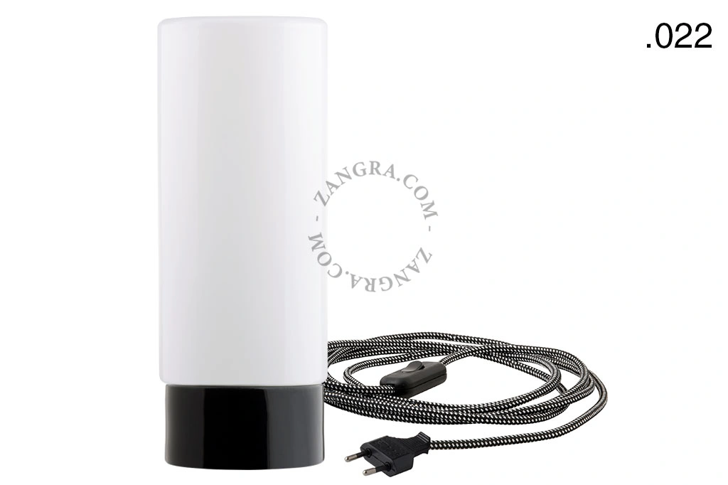 black porcelain table lamp - glass shade - Ø 10 cm