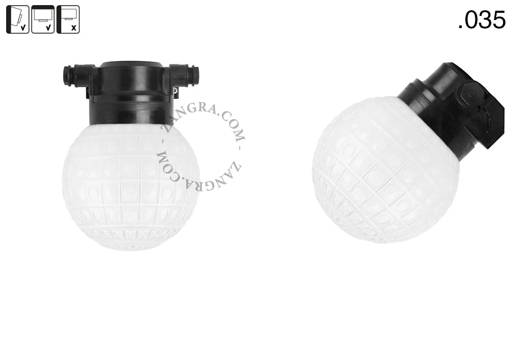 badrum svart vägglampa med glasskärm - IP54