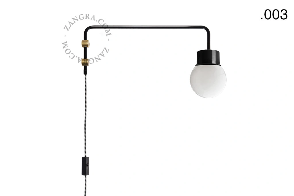 zwarte wandlamp Abbie met pivoterende arm