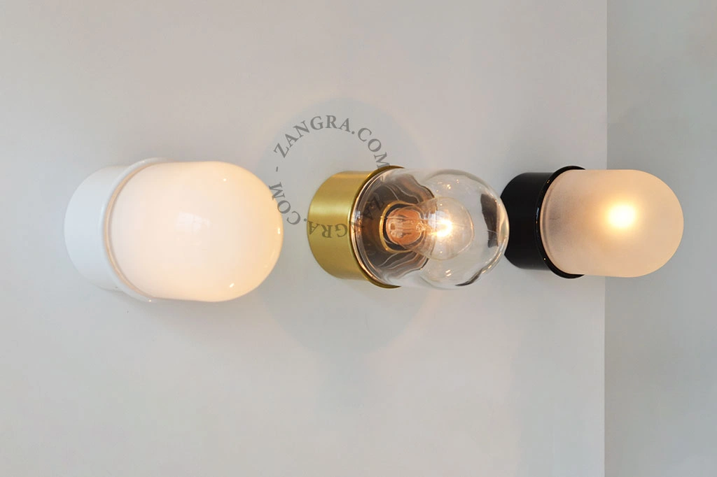 weiße Wand- oder Deckenleuchte - Glasschirm - Ø 8 cm