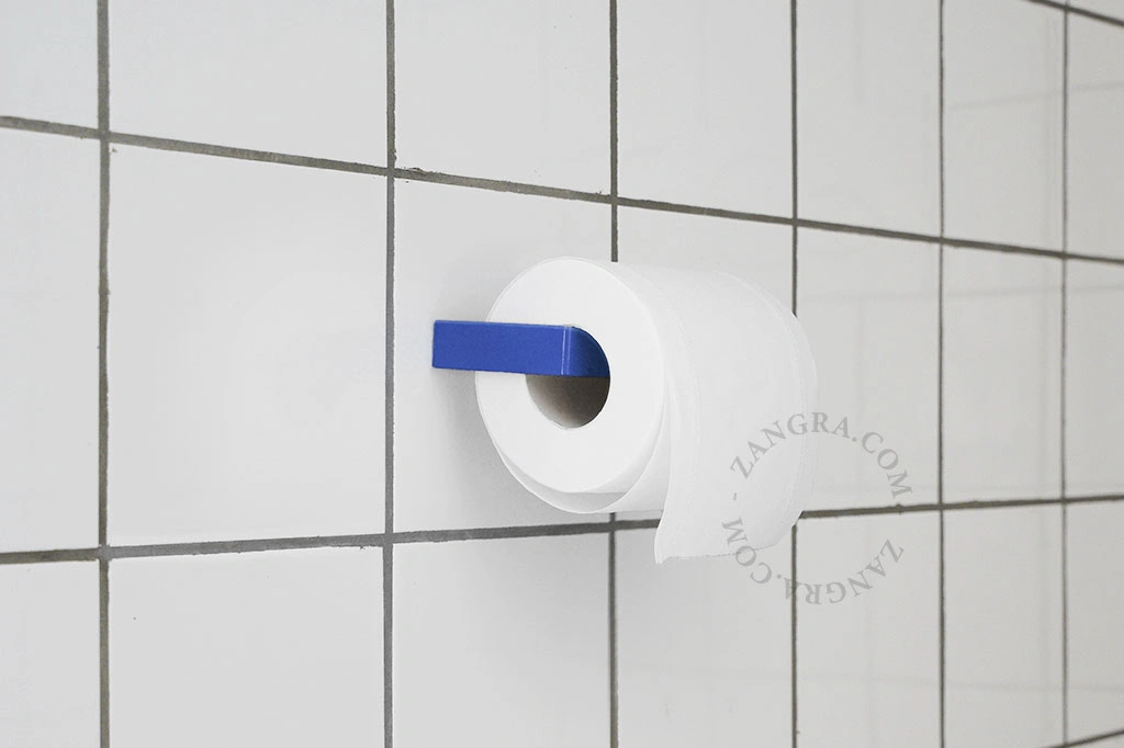 blauwe toiletrolhouder Abel