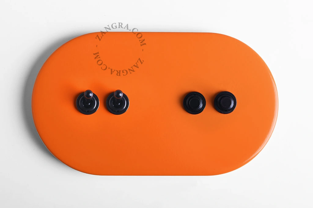 interruptor laranja - duplo comutador simples ou bidirecional em preto e duplo interruptor