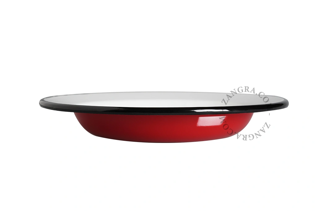 czerwony głęboki talerz emaliowany - Ø 24cm