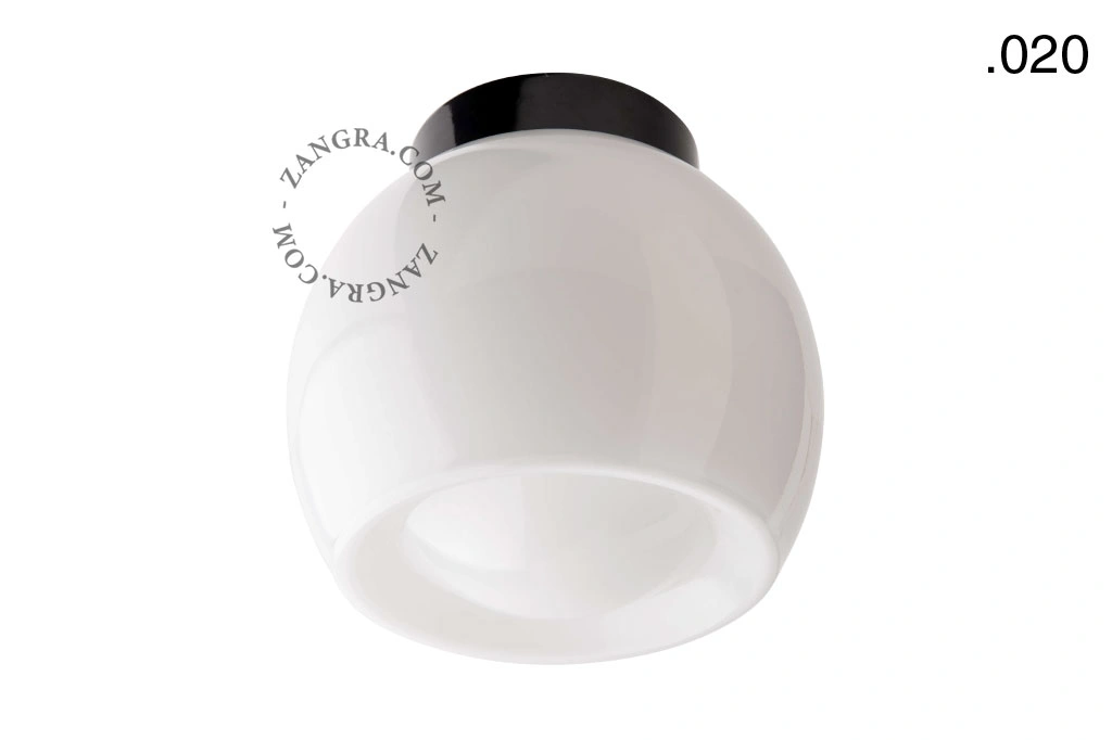 sort bakelit væg- eller loftslampe – glas skærm - Ø 9 cm