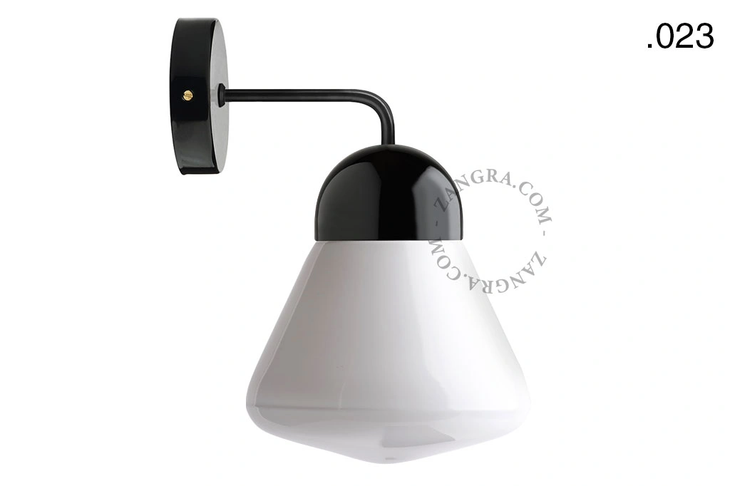applique en porcelaine noire - globe en verre