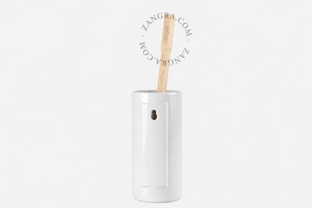 wall-mounted white porcelain toilet brush holder Daphne