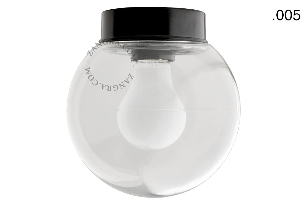 sort bakelit væg- eller loftslampe – glas skærm - Ø 9 cm