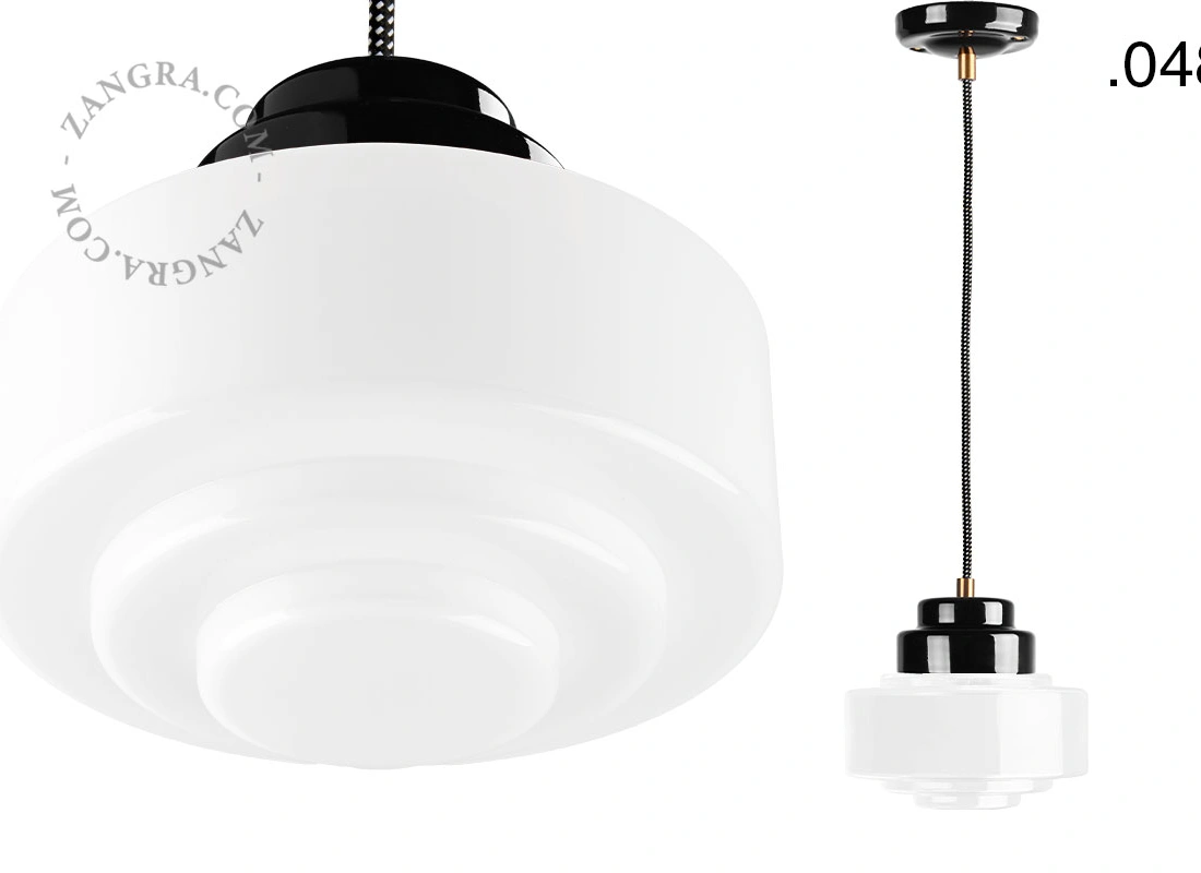 Art Deco pendellampa i svart porslin Denim