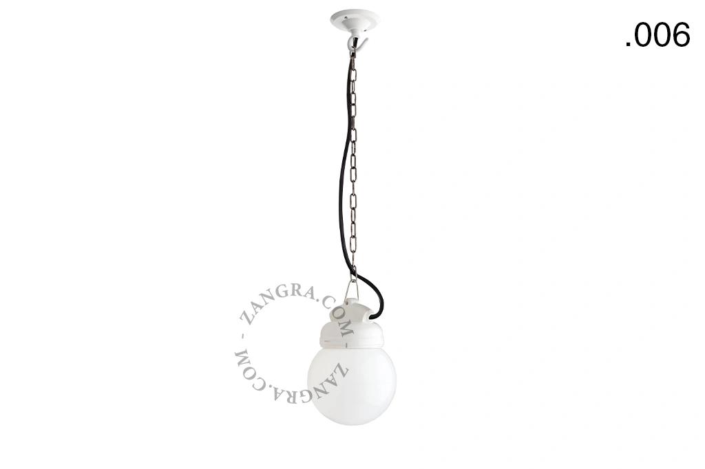 hanglamp van porselein en glas  - IP54