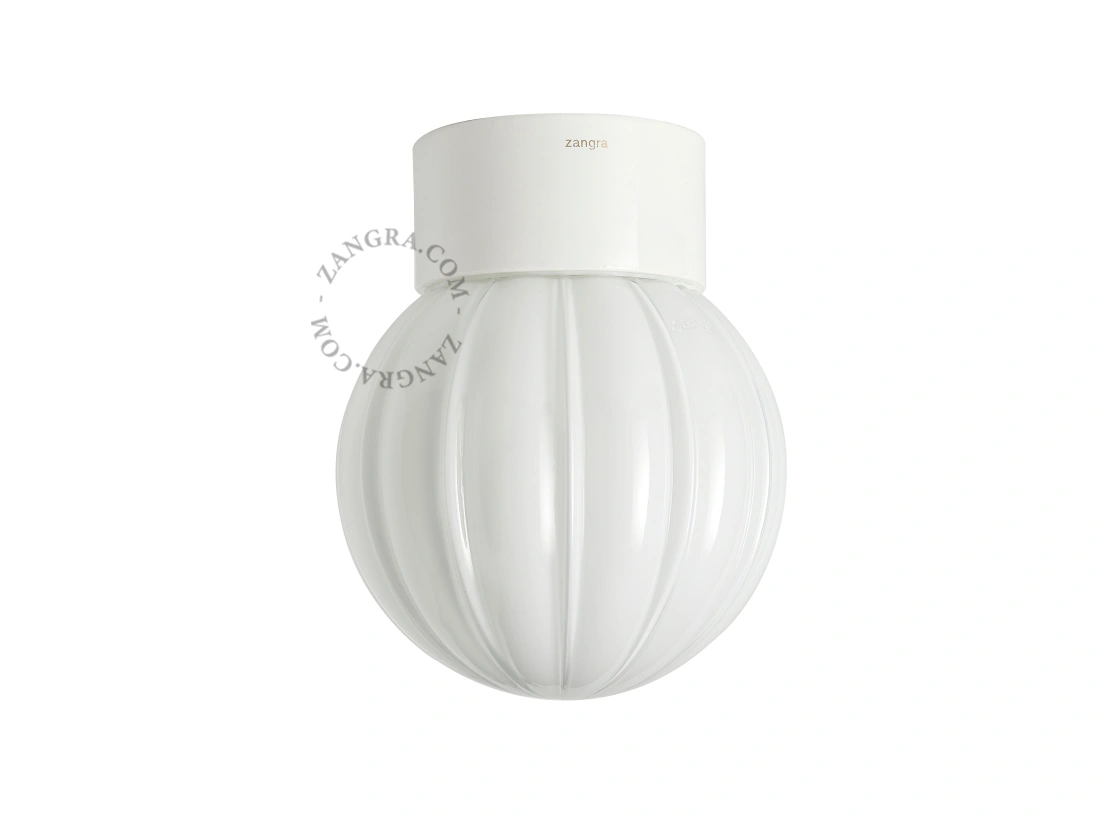 candeeiro de parede ou de teto em porcelana branca - abajur de vidro - Ø 10cm - IP54