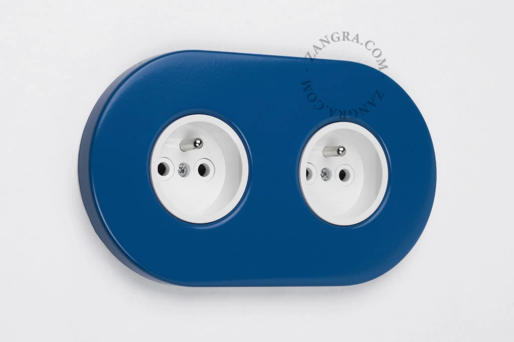 blue double flush mount socket