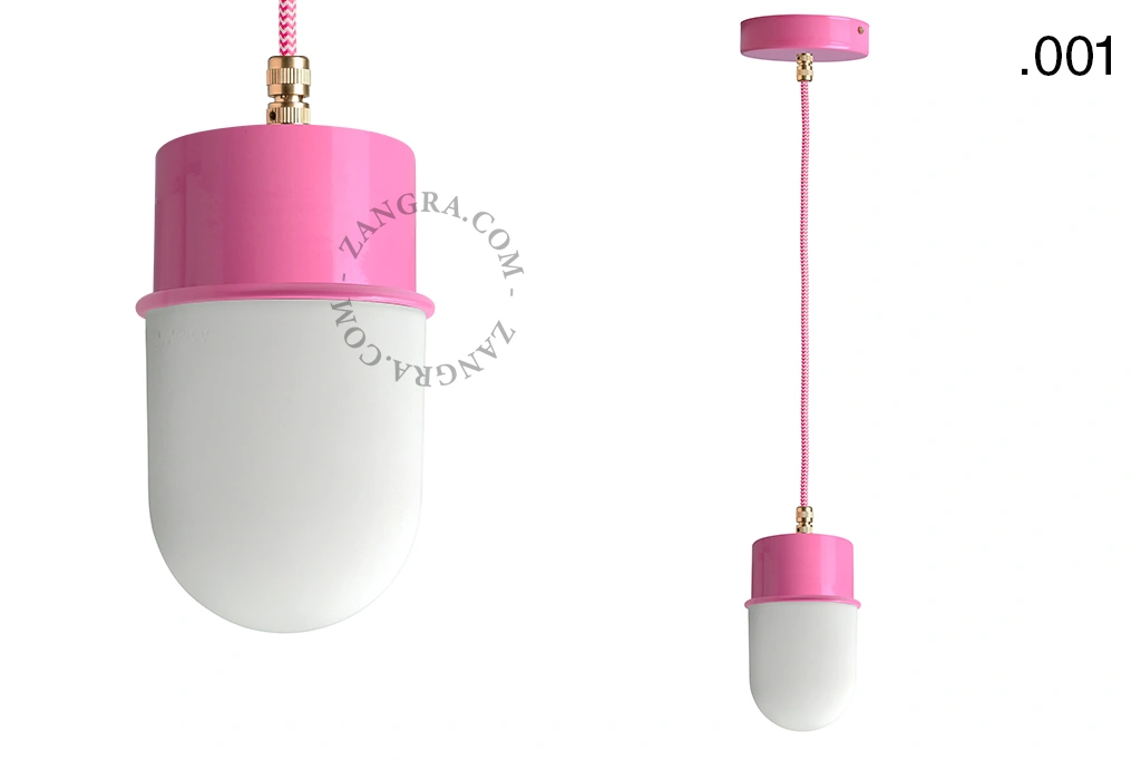 candeeiro suspenso rosa - abajur de vidro - Ø 8,5cm