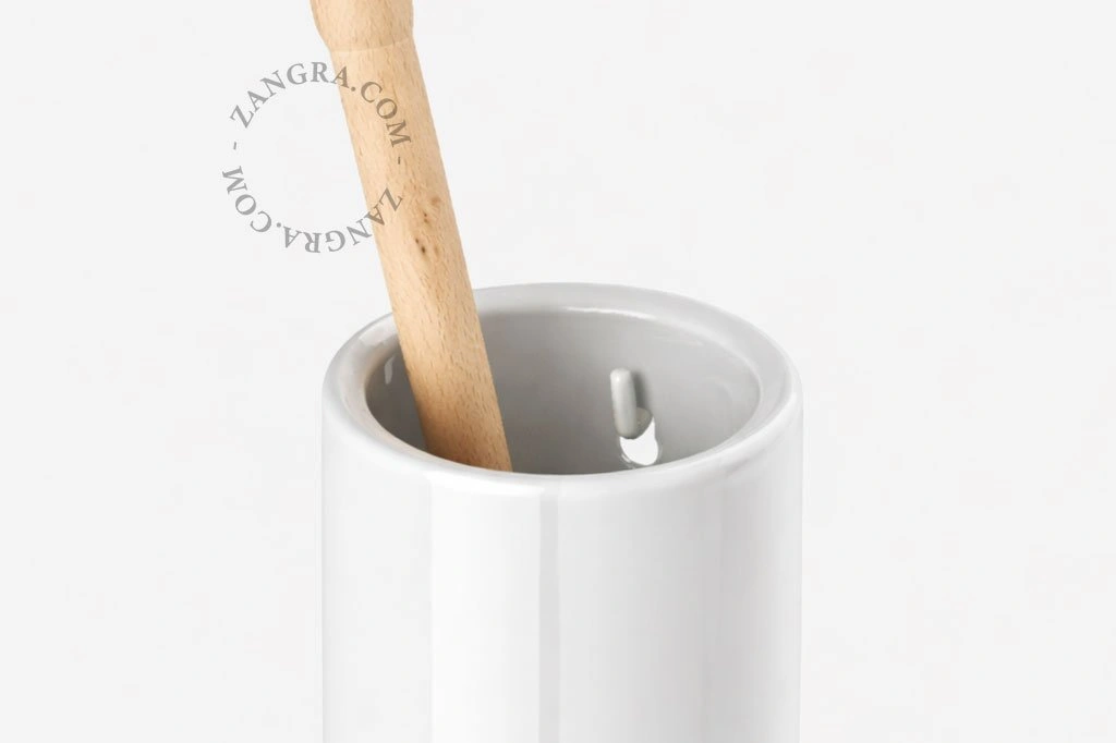 wall-mounted white porcelain toilet brush holder Daphne
