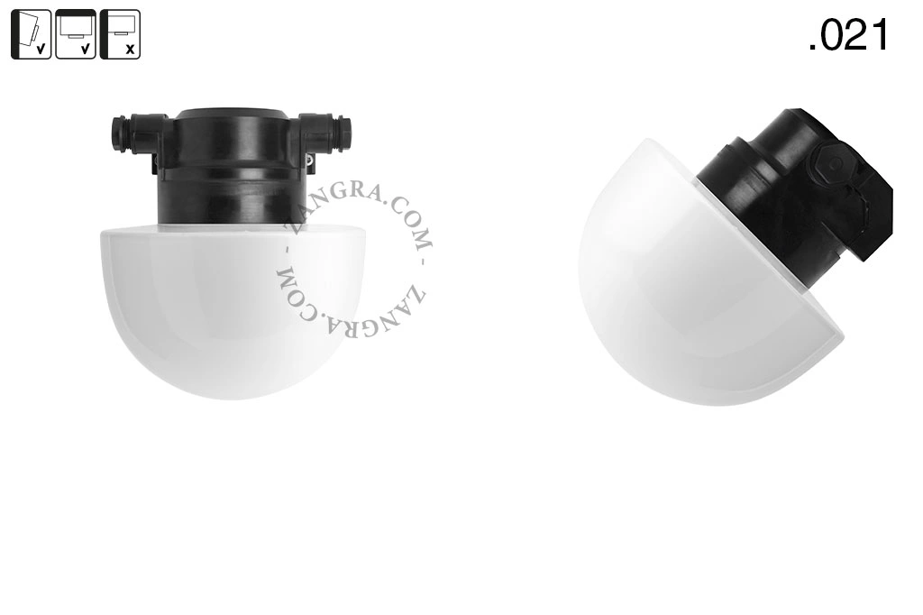 badrum svart vägglampa med glasskärm - IP54