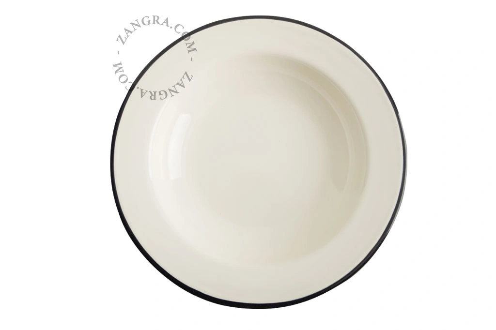 miętowo - zielony głęboki talerz emaliowany - Ø 24cm