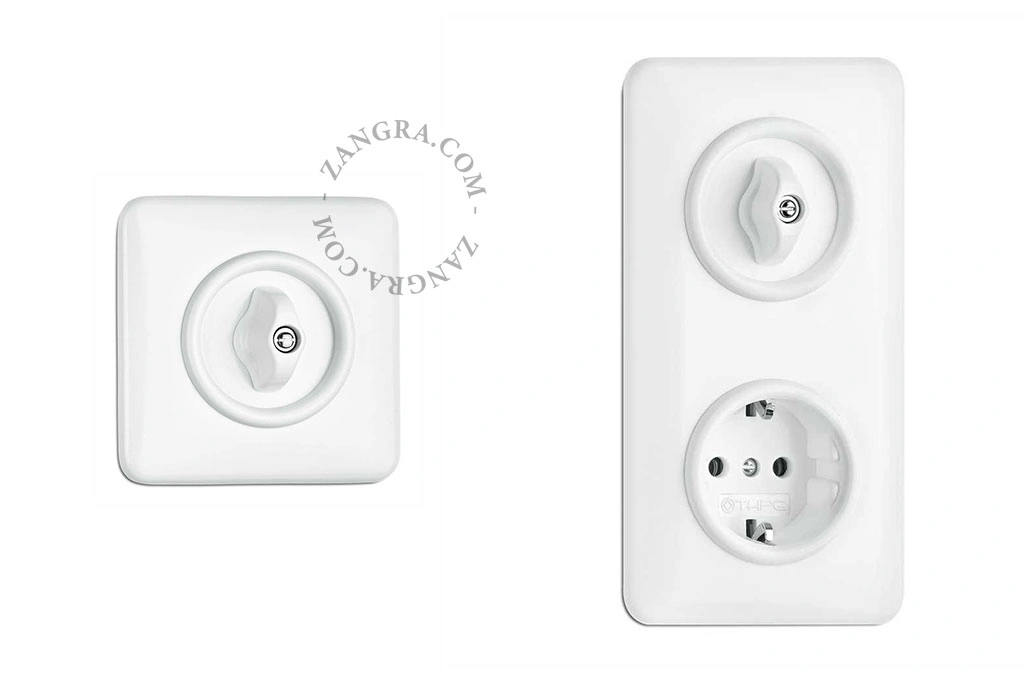 interruttore rotativo in bachelite con supporto centrale per tende e tapparelle - bianco