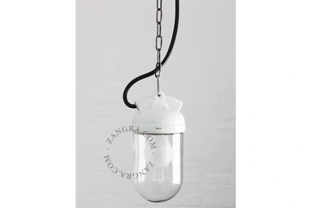 hanglamp van porselein en glas  - IP54