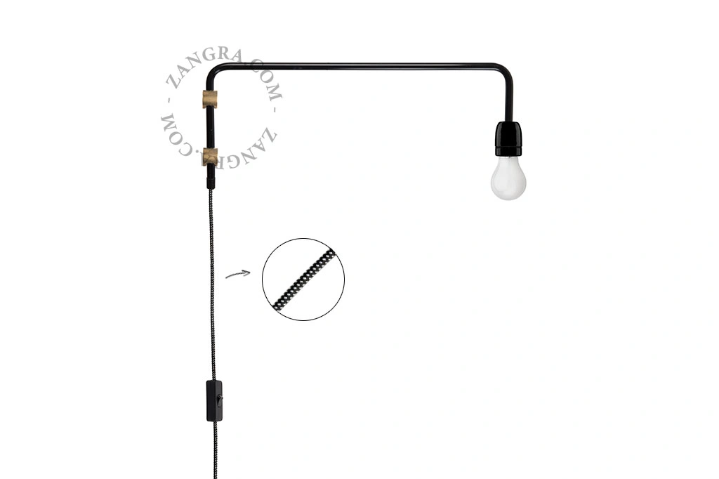 lampa mosiężna obrotowa z porcelanową oprawką oraz wtyczką i włącznikiem