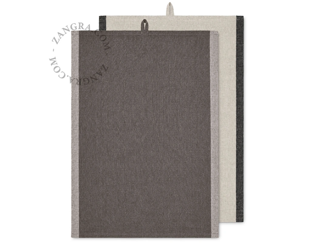 100% LINEN-BORDER EDGE KITCHEN TOWEL NATURAL/BLACK