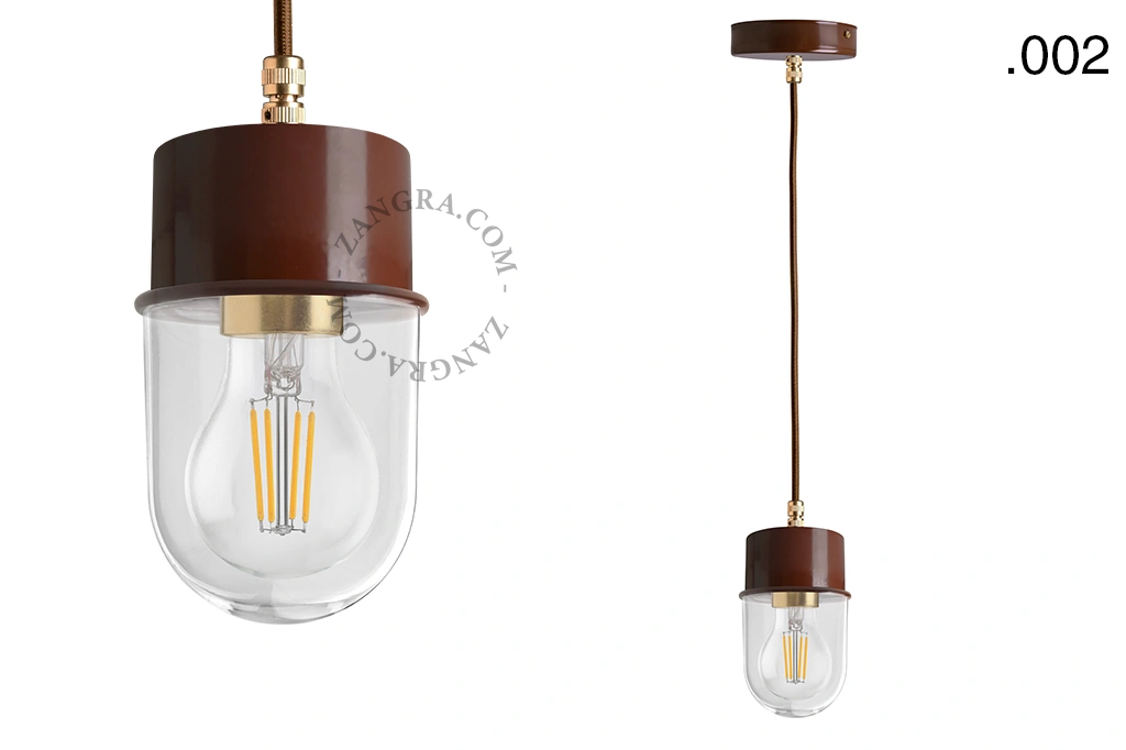 suspension marron - globe en verre - Ø 8,5 cm