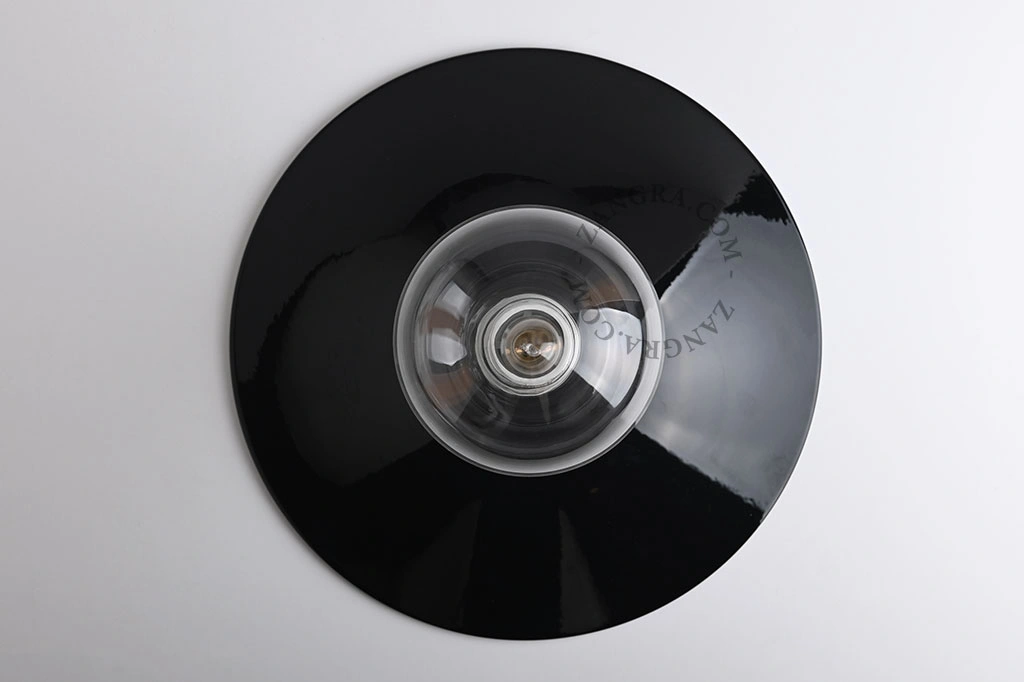 okrągła czarna lampa ścienna lub sufitowa - Ø 26 cm