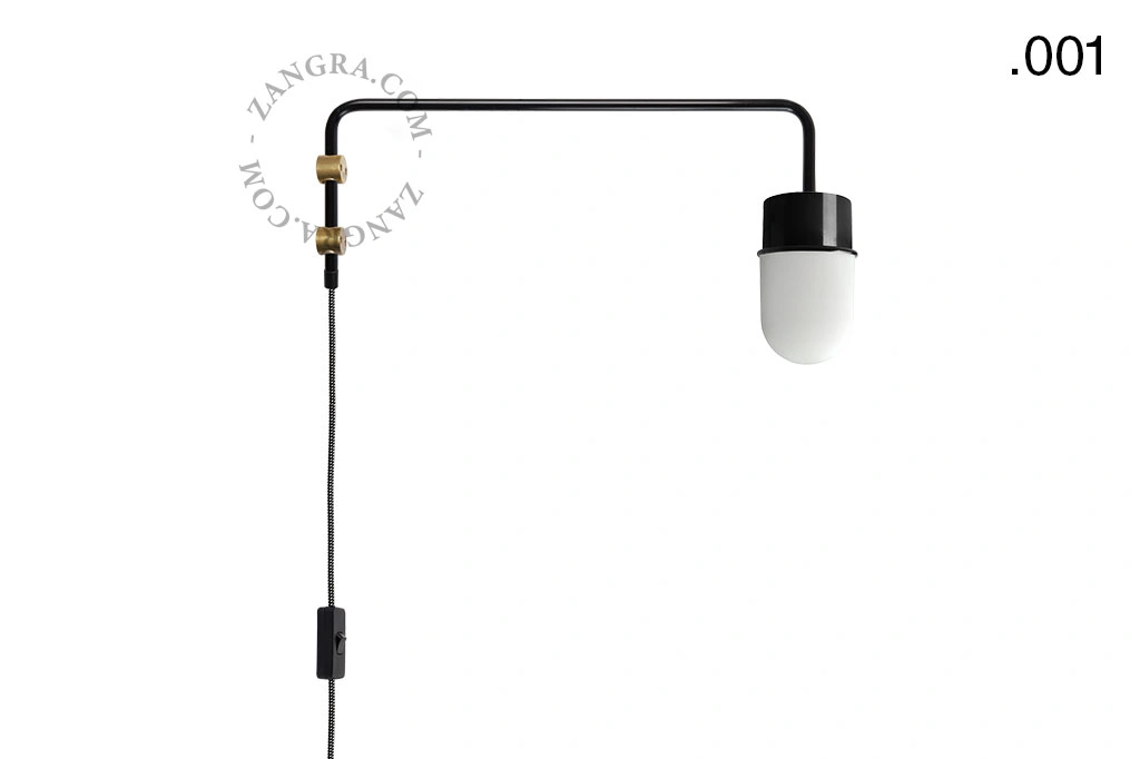 zwarte wandlamp Abbie met pivoterende arm
