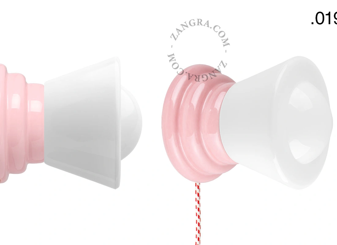pink porcelain Art Deco table or wall light