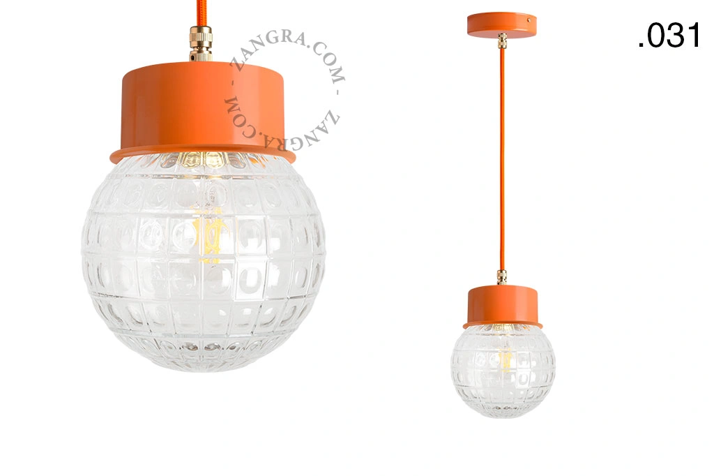 orange pendellampe - glasskærm - Ø 10 cm