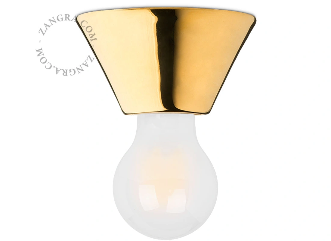væg- eller loftslampe i forgyldt porcelæn