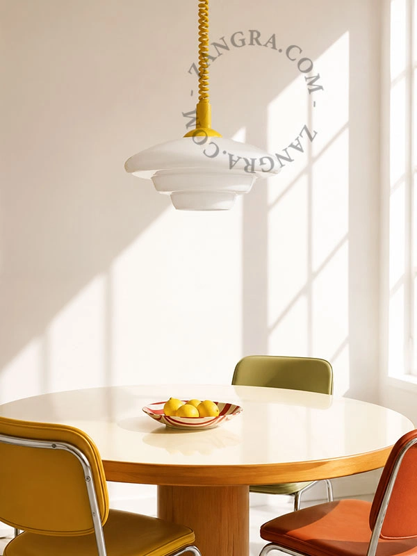 lampa wisząca Emile z żółtym przewodem spiralnym