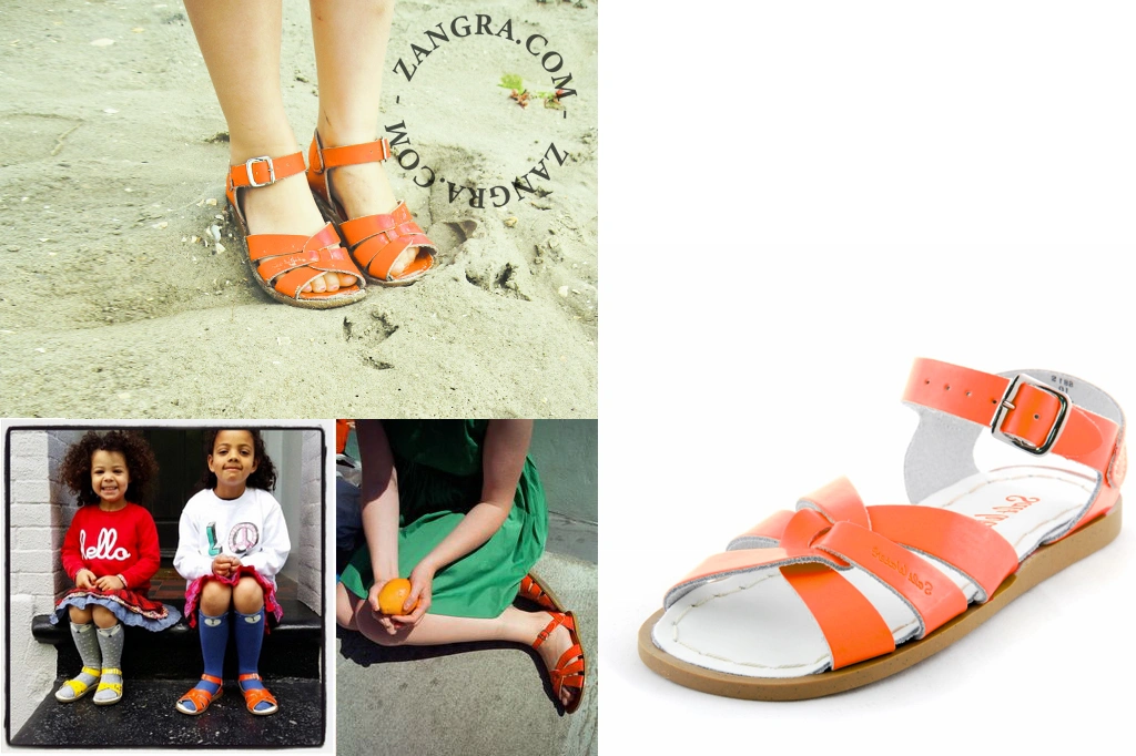 lederne Wassersandalen für Kinder - orange