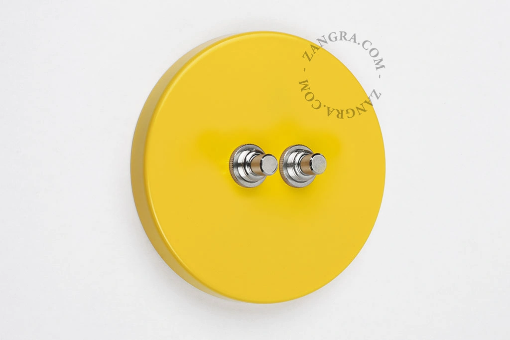 interruptor amarelo - duplo botão de pressão niquelado