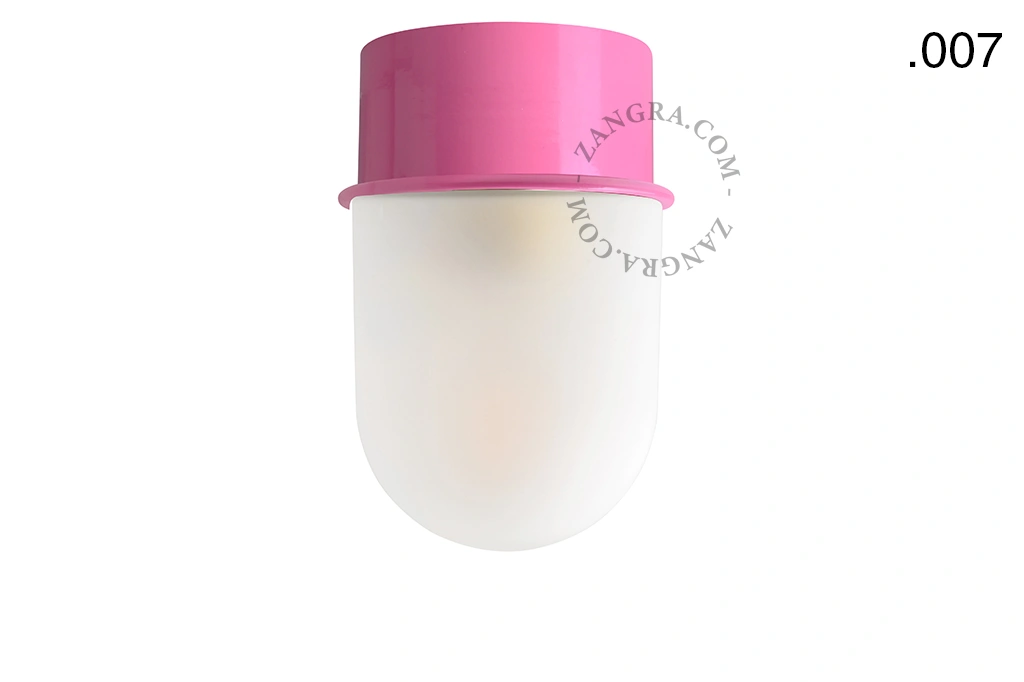 pink wall or ceiling light - glass shade - Ø 10 cm