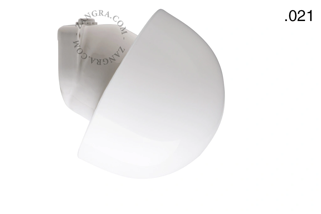candeeiro de parede em porcelana branca para casa de banho - Ø 9,5 cm - abajur de vidro - IP54