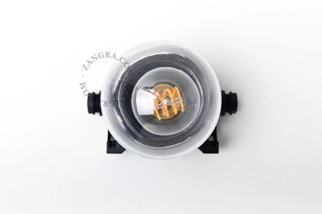 badrum svart vägglampa med glasskärm - IP54