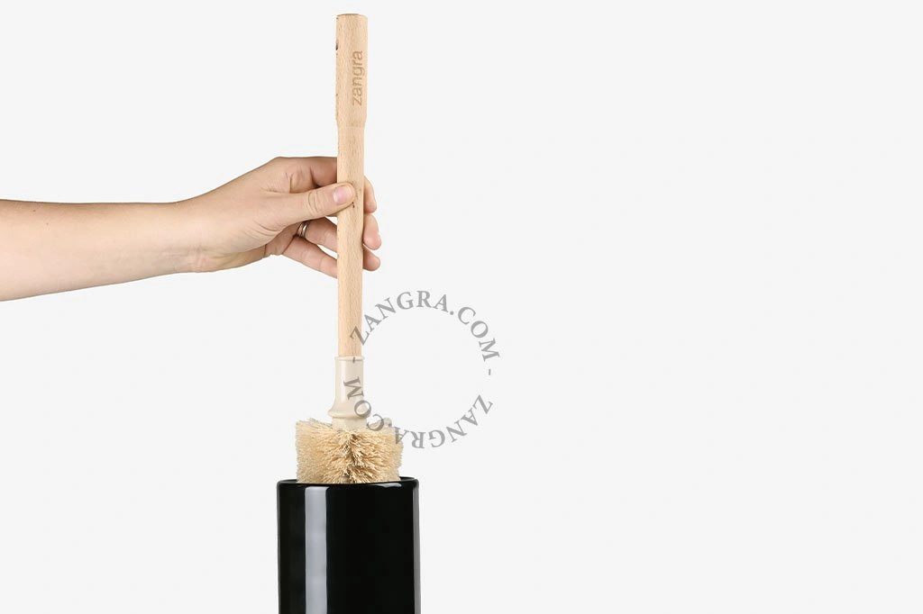wall-mounted black porcelain toilet brush holder Daphne