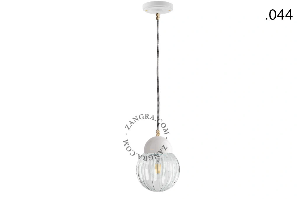 lámpara colgante de porcelana blanca - pantalla de vidrio