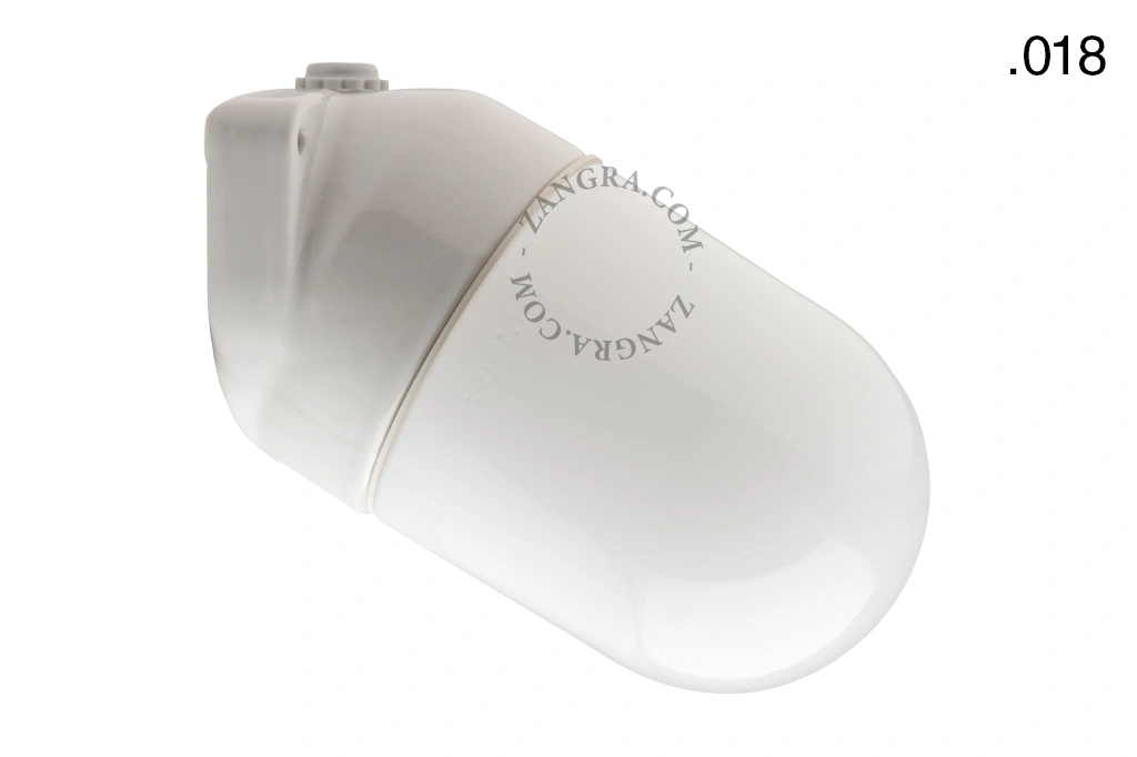 candeeiro de parede em porcelana branca para casa de banho - Ø 9,5 cm - abajur de vidro - IP54