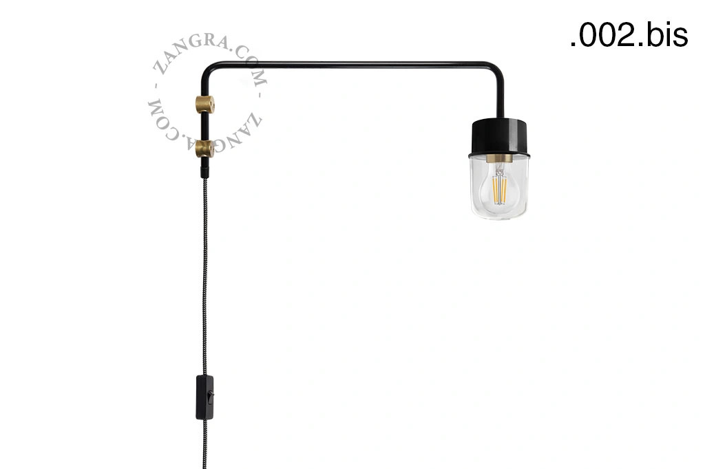 zwarte wandlamp Abbie met pivoterende arm