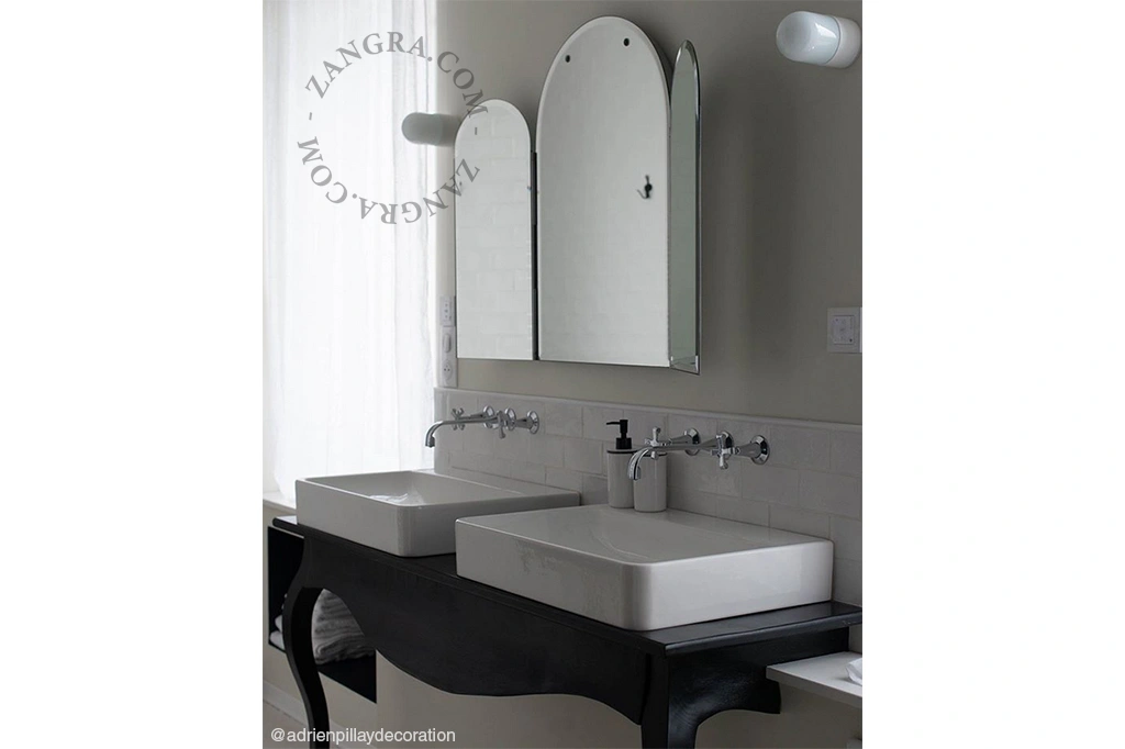 lámpara de baño de porcelana blanca - pantalla de vidrio - Ø 8,5cm -  IP54