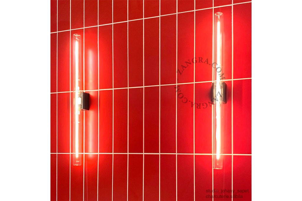 sort væg eller loft lampe S14d - transparent stick pære