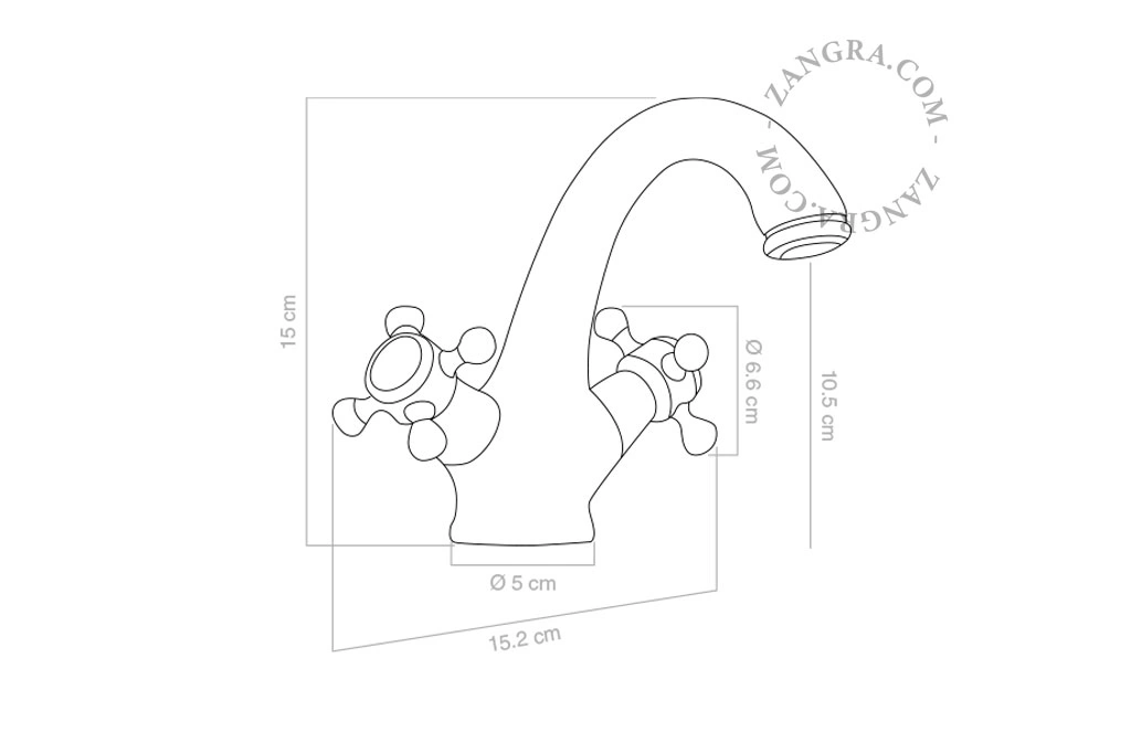 grifo de lavabo Cicero con asas en cruz