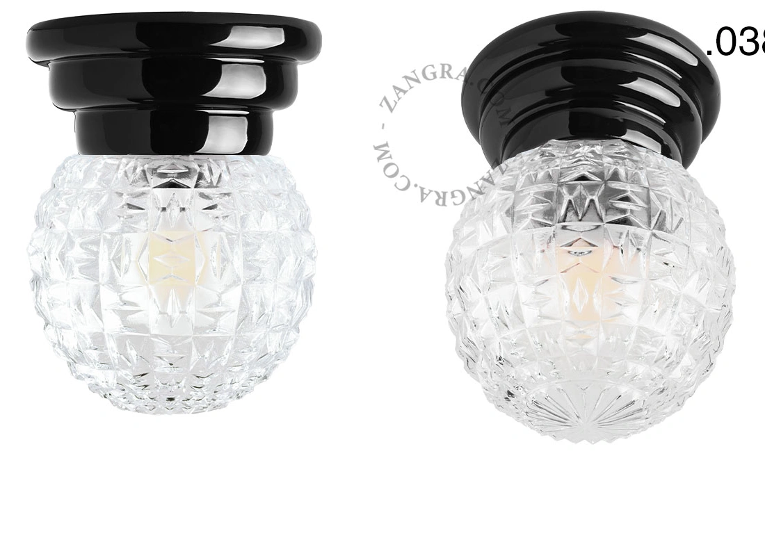 Art Deco-lampe i sort porcelæn Daniel