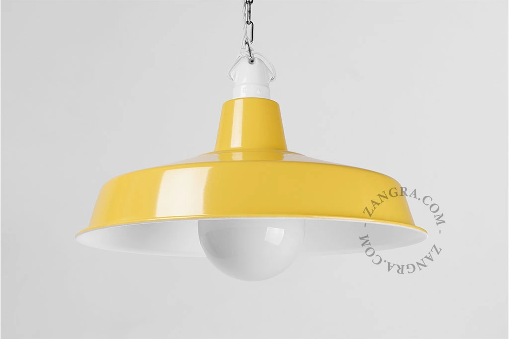 gul emaljerad pendellampa - Ø 40 cm