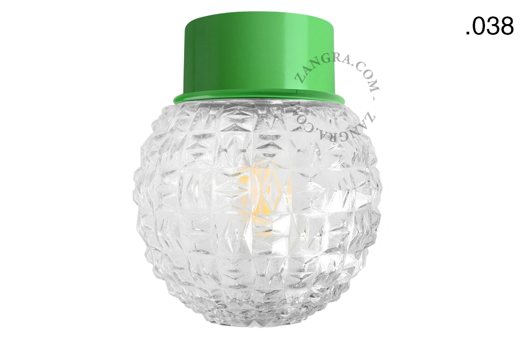 applique ou plafonnier vert - globe en verre - Ø 10 cm